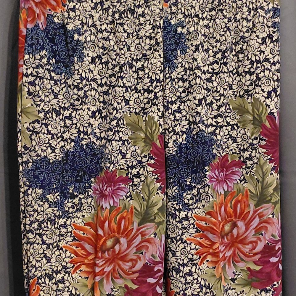 3 Piece Casual Pantsuit Rust/Floral Top Shirt And Pants XL Medium Petite - Picture 4 of 7